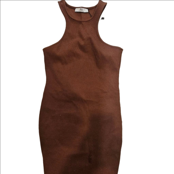 Women's BSL Brown Ribbed Mini Dress with Open Back, Size S - Picture 2 of 8